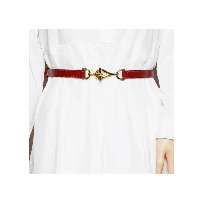Ceinture fine en cuir - boucle libre dorée