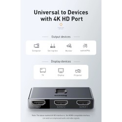 Baseus - 4K HD-switcher - bidirectionele adapter - splitter - converter - voor PS4 TV Box PCSplitters