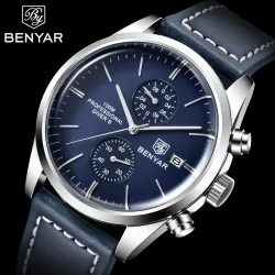 BENYAR - sport quartz horloge - 100m waterdicht - leren bandHorloges