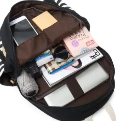 Gestreepte canvas rugzak - schooltas - set van 3Tassen