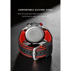 LIGE - montre de sport à quartz - lumineuse - étanche - bracelet en silicone
