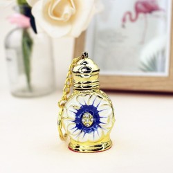 Flacon de parfum en métal vintage - contenant en verre - avec compte-gouttes - porte-clés - 3ml