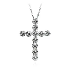 Pendentif croix cristal blanc - avec collier