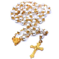 Chapelet perles rouges/blanches