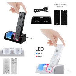 Manette Wii double chargeur USB avec 2 batteries 2800 mAh