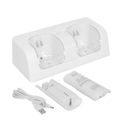 Manette Wii double chargeur USB avec 2 batteries 2800 mAh