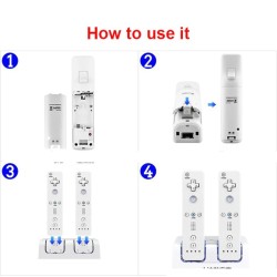 Manette Wii double chargeur USB avec 2 batteries 2800 mAh