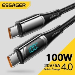 Essager - Câble USB type C vers USB C - Charge rapide PD - avec affichage numérique - 100W / 5A