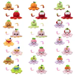 Peluche réversible - pieuvre - forme fruits