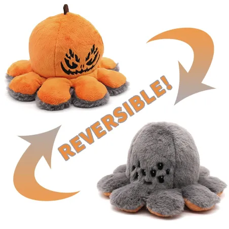 Grande araignée réversible - citrouille - peluche double face
