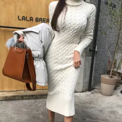 Gebreide winterjurk - met colJurken