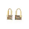 Lock shaped gold earrings - with crystalsEarrings