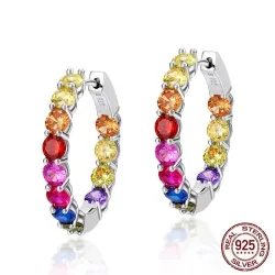 Elegante oorringen - met kleurrijke kristallen - 925 sterling zilverOorbellen