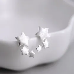 Triple étoile en argent - boucles d'oreilles