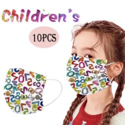 Masque de protection visage / bouche - 3 couches - jetable - imprimé dessin animé - pour enfants - 10 pièces