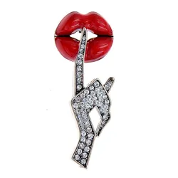 Broche cristal - lèvres rouges / Geste Be Quiet