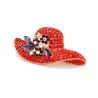 Broche chapeau cristal rouge