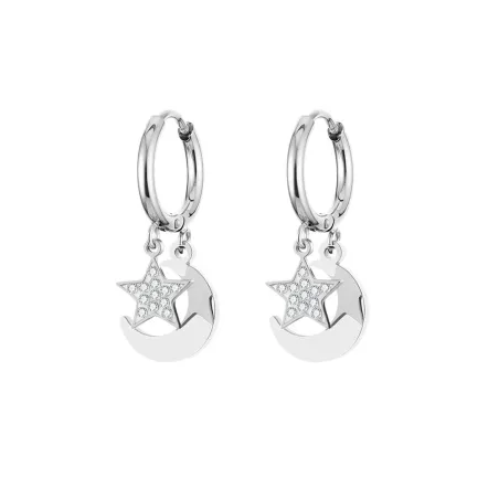 Boucles d'oreilles petit cercle - lune / étoile de cristal