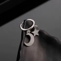 Small circle earrings - moon / crystal starEarrings