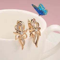Elegante roségouden oorbellen - kristalbloemOorbellen
