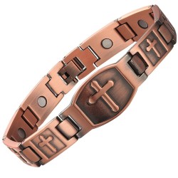 Bracelet magnétique en cuivre - motif croix