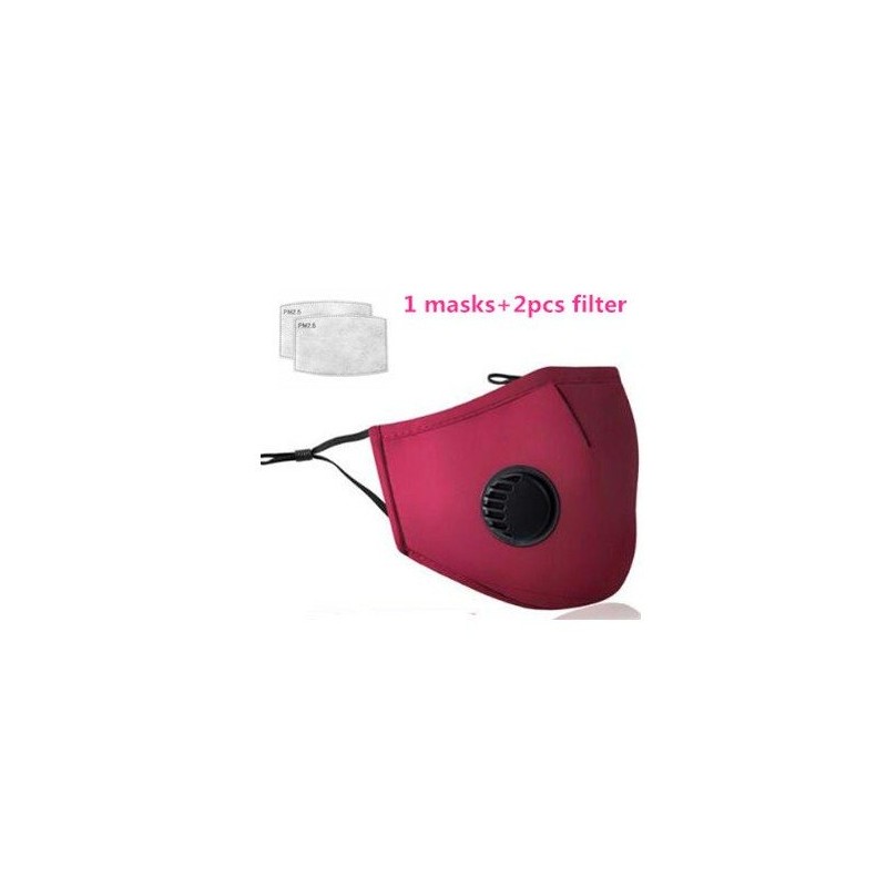 Masque de protection visage/bouche - filtre à charbon actif PM25 - valve à air - réutilisable