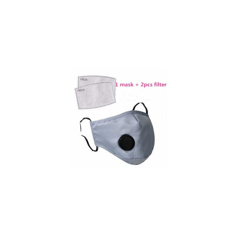 Beschermend gezichts-/mondmasker - PM25 actief koolfilter - luchtventiel - herbruikbaarMondmaskers