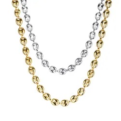 Schakelketting in de vorm van koffiebonen - halsketting - roestvrij staal - unisex - waterdichtKettingen