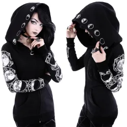 Zwarte hoodie - met rits - punkstijlHoodies & Truien