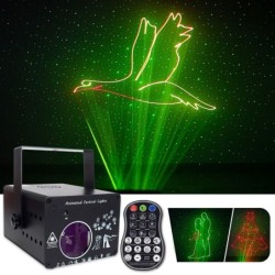 Lumière laser de scène colorée - projecteur de motifs - avec télécommande - RG DMX