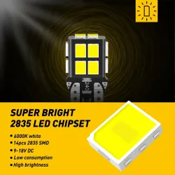 Car LED light bulb - T10 - 2835 SMD - W5W - Canbus - 6000K white - 10 piecesT10
