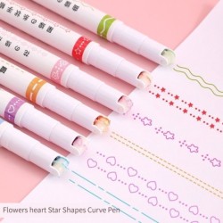 Stylo artistique - marqueur lignes courbes - stylo roller avec motifs - 6 pièces