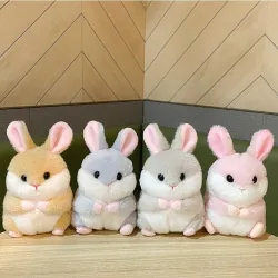 Mini lapin en fourrure pelucheuse - porte-clés