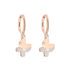 Small hoop earrings - with hanging butterfliesEarrings