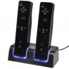 Chargeur double - indicateur LED - pour manette Wii - avec 2 batteries