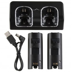 Dubbele oplader - LED-indicator - voor Wii-controller - met 2 batterijenWii & Wii U