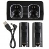 Chargeur double - indicateur LED - pour manette Wii - avec 2 batteries