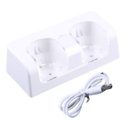 Chargeur double - indicateur LED - pour manette Wii - avec 2 batteries