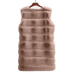 Manteau sans manches élégant - gilet en fourrure
