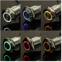 Interrupteur à bouton poussoir en métal - autobloquant - LED - 16mm