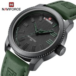 NAVIFORCE - montre de sport militaire - Quartz - étanche - bracelet cuir - vert