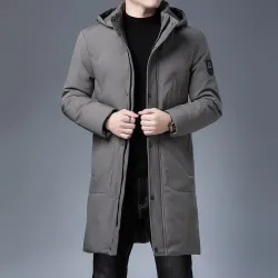 Lange winterjas met capuchon - rits - knopenJassen