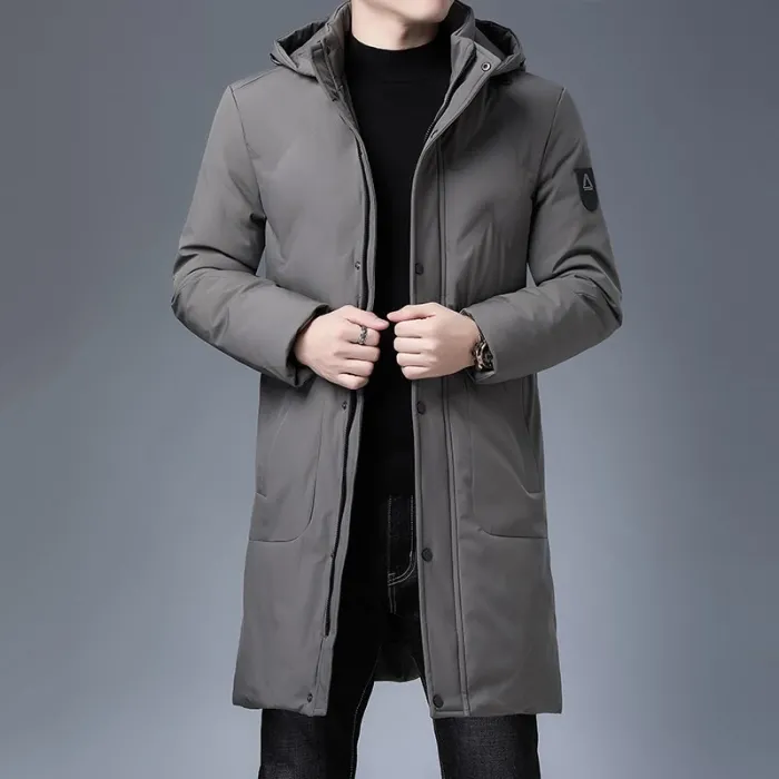 Lange winterjas met capuchon - rits - knopenJassen