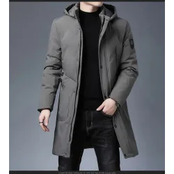 Lange winterjas met capuchon - rits - knopenJassen