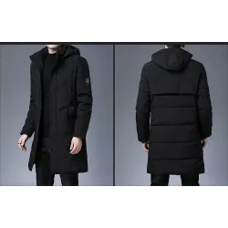 Lange winterjas met capuchon - rits - knopenJassen