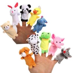 Marionnettes à doigts - forme d'animaux - poupées en peluche pour enfants - 10 pièces