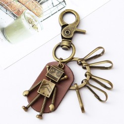 Porte-clés vintage bronze - robot - fermoir mousqueton