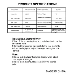 Car laser light - fog / warning light - red line - starsTuning