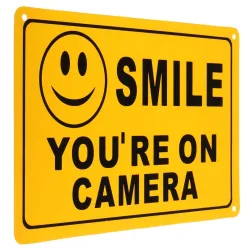 Vinyl waarschuwingssticker - Smile You're On CameraBeveiligingscamera's