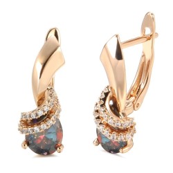 Boucles d'oreilles luxueuses en or rose - zircons colorés / cristaux